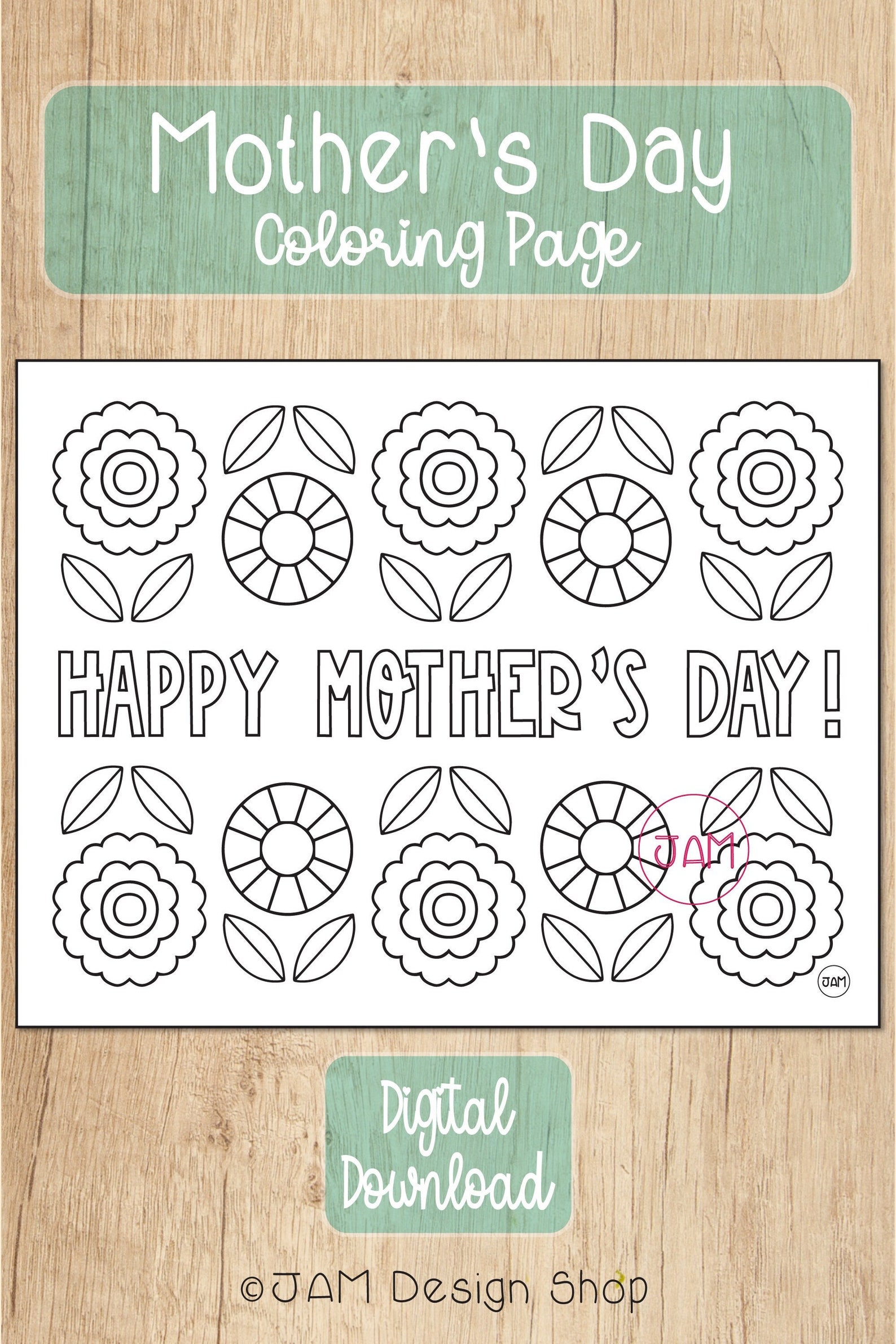 Mother's Day Coloring Page, Mother Gift, Mom Gift, Gift for Mom