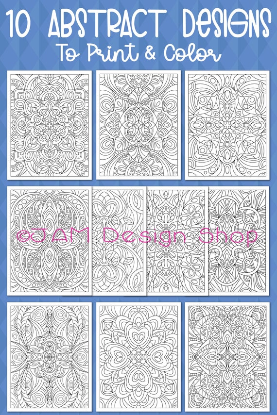 Zentangle Coloring Pages, Printable Coloring, Instant Download, Mindfulness Gift, Abstract Design, Zentangle Art, Adult Coloring Book