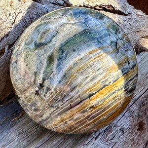 Large Madagascan Ocean Jasper Planet Sphere with  druzy caves