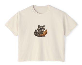 Cute Raccoon Women's Boxy Tee, Animal Lover Gift, Casual Summer Top, Nature Inspired Fashion, Eco-Friendly Apparel