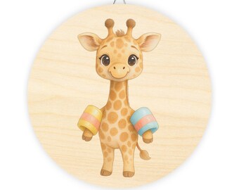 Lindo letrero de madera de jirafa para decoración de guardería, regalo de baby shower, arte de pared para sala de juegos, letrero con temática animal, decoración de habitación infantil