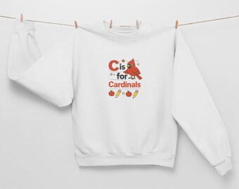 Sudadera escolar de los Cardenales, camiseta con el alfabeto del pájaro Cardenal, regalo para profesores con el pájaro rojo, jersey vintage unisex, ropa escolar cómoda, camiseta del pájaro rojo