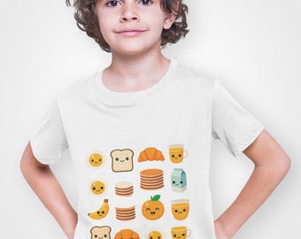 Niedliches Kleinkind-Emoji-T-Shirt mit Lebensmittelmotiven, Kleinkind-Shirt, Kinder-T-Shirt mit Grafik, lustiges Sommer-T-Shirt, perfektes Geburtstagsgeschenk, süße Kinderkleidung