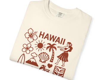 Hawaii Shirt, Tropical T-shirt, Aloha Tee, Summer Clothing, Beach Apparel, Unisex Garment-Dyed Top