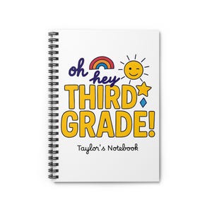 Third Grade Spiral Notebook, Kids School Supplies, Rainbow Sunshine Journal, Cute Gift for Teachers, Classroom Accessories, Back to School