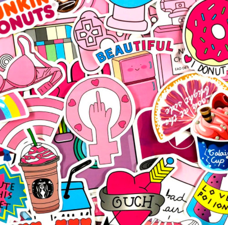 50 pink sticker bomb pack girl stickers laptop stickers etsy