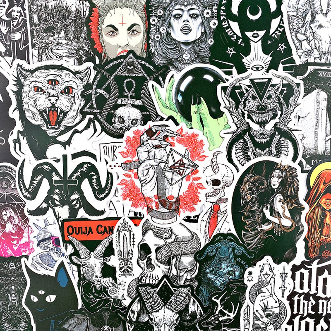 50 Horror Sticker Pack Halloween Sticker Pack Dark Etsy