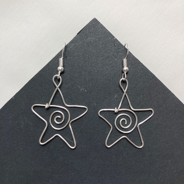 Wire Spiral Star Earrings