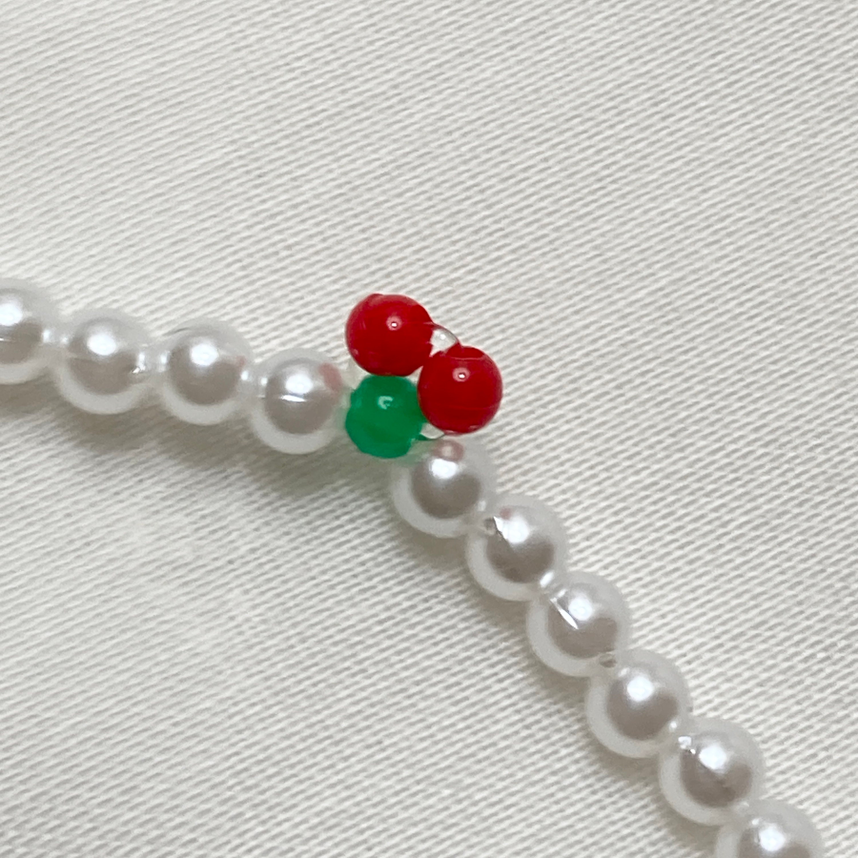 Beaded Pearl Cherry Necklace - Etsy