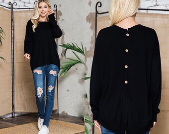 Button Back Sweater - Etsy