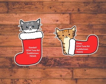 Custom Christmas Cat Labels - stocking
