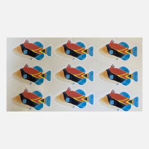 Humu fish vinyl stickers on a sheet (set of 9)