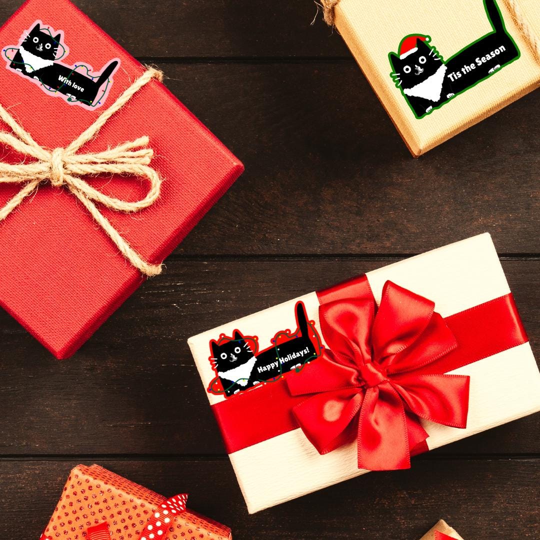 Cat Lable Custom Christmas Cat Labels - Etsy
