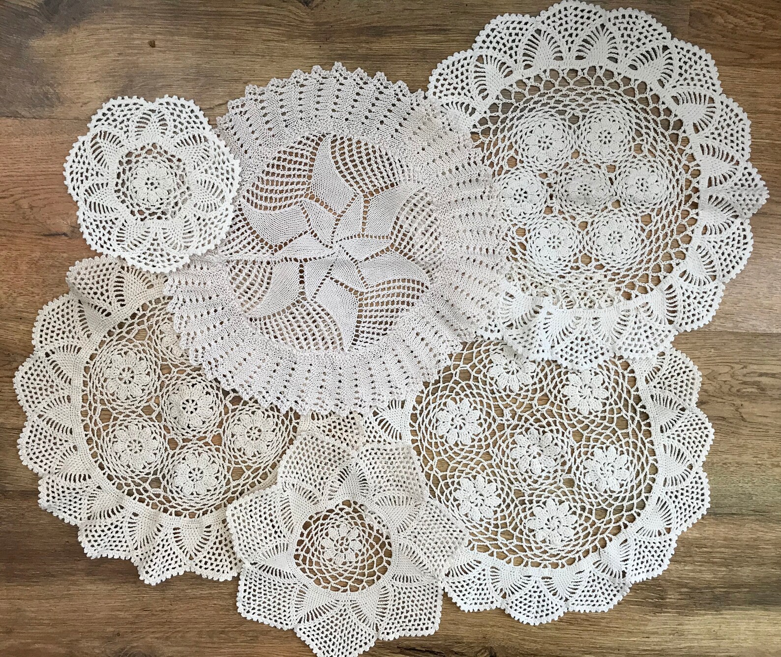 VINTAGE COTTON DOILIES Mix of Six quality cotton Doilies Etsy