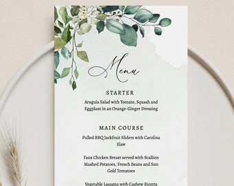 EDITABLE | Eucalyptus Menu Card Template, 0006AA