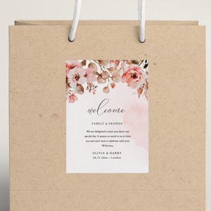 EDITABLE | Floral Welcome Bag Sticker Template, 0025AA
