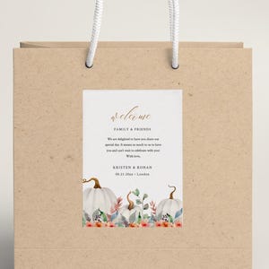 EDITABLE | Pumpkin Welcome Bag Sticker Template, 0015AA