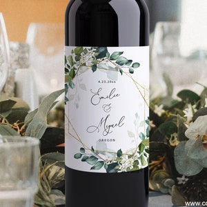 EDITABLE | Eucalyptus and Gold Wine Bottle Label Template, 0004AA