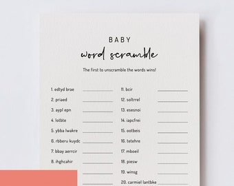 EDITABLE | Minimalist Baby Word Scramble Game Template, 0001AA