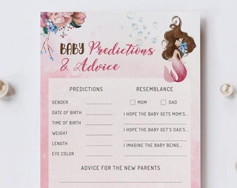 EDITABLE | Mermaid Baby Predictions And Advice Card Template, 0022AA