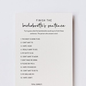 EDITABLE Finish the Bachelorette's Sentence, Bachelorette Party ...
