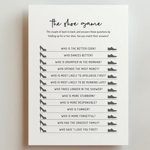 EDITABLE | The Shoe Game, Minimalist Wedding Game Template, 0001AA