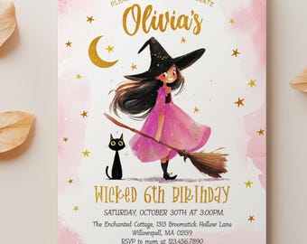 EDITABLE | Witch Halloween Party Invitation Template, 0060AA