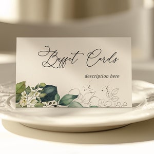 EDITABLE | Eucalyptus and Silver Buffet Card Template, 0005AA