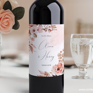 EDITABLE | Floral Wine Bottle Label Template, 0025AA