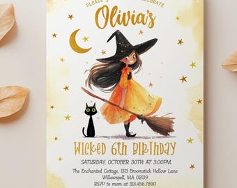 EDITABLE | Witch Halloween Party Invitation Template, 0060AA