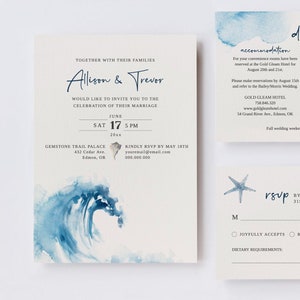 EDITABLE | Ocean Wedding Invitation Template Set, 0012AA