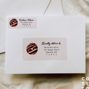 EDITABLE | Donut Envelope Address Sticker Template, 0029AA