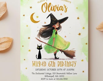EDITABLE | Witch Halloween Party Invitation Template, 0060AA