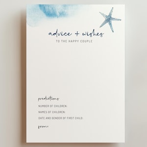 EDITABLE | Advice For The Bride And Groom, Ocean Wedding Advice Card Template, 0012AA
