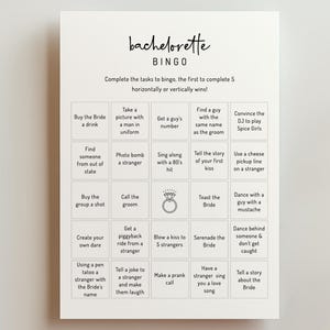 EDITABLE | Bachelorette Bingo Card Template, Minimalist Bachelorette Party / Bridal Shower Game, 0001AA