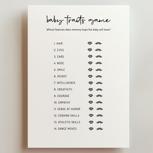 EDITABLE | Minimalist Baby Traits Game Template, 0001AA