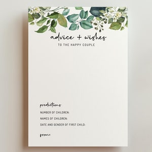 EDITABLE | Advice For The Bride and Groom, Eucalyptus Wedding Advice Card Template, 0006AA