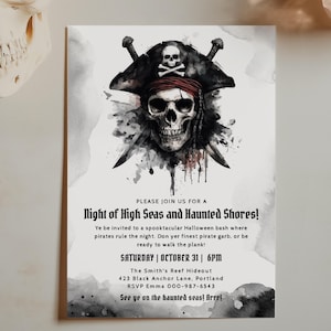 EDITABLE | Pirate Halloween Party Invitation Template, 0045AA