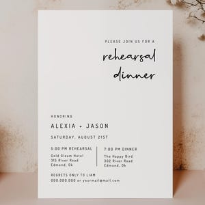 EDITABLE | Minimalist Rehearsal Dinner Invitation Template, 0001AA