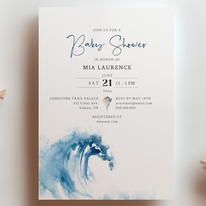 EDITABLE | Ocean Baby Shower Invitation Template, 0012AA