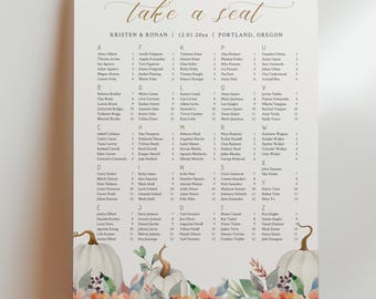 EDITABLE | Pumpkin Seating Chart, Alphabetical and Table Order Seating Plan Template, 0015AA