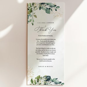 EDITABLE | Eucalyptus and Gold Greenery Thank You Card Template, 0004AA