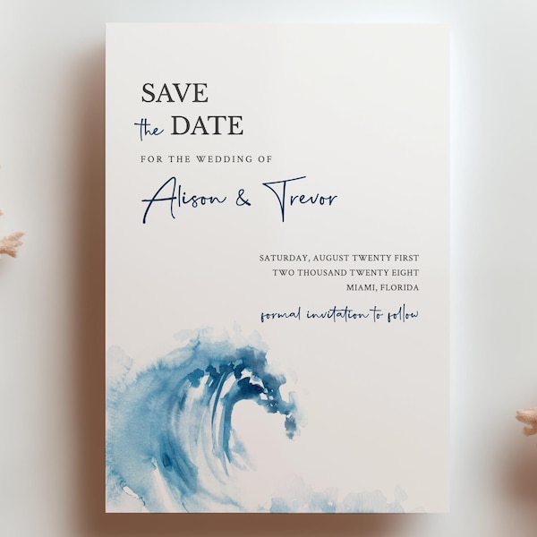 EDITABLE | Ocean Save the Date Template, 0012AA