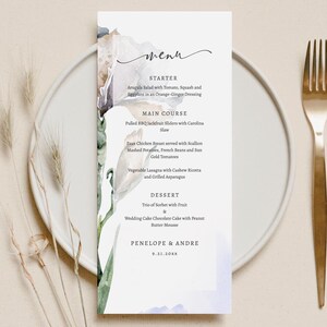 EDITABLE | Iris Flower Menu Card Template, 0019AA