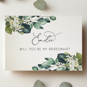 EDITABLE | Eucalyptus Bridesmaid Proposal Card Template, 0006AA