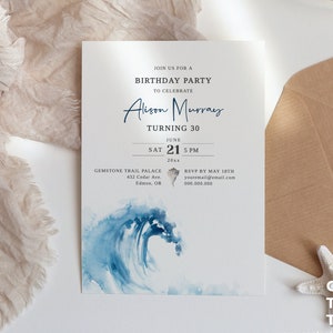 EDITABLE | Ocean Birthday Party Invitation Template, 0012AA