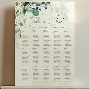 EDITABLE | Eucalyptus Seating Chart Template, Alphabetical and Table Order Seating Plan, 0006AA