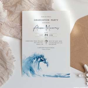 EDITABLE | Ocean Graduation Party Invitation Template, 0012AA