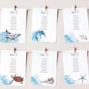 EDITABLE | Ocean Seating Chart Template, Hanging Cards, 0012AA