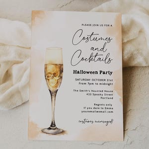 EDITABLE | Halloween Party Invitation Template, Costumes and Cocktails, 0041AA